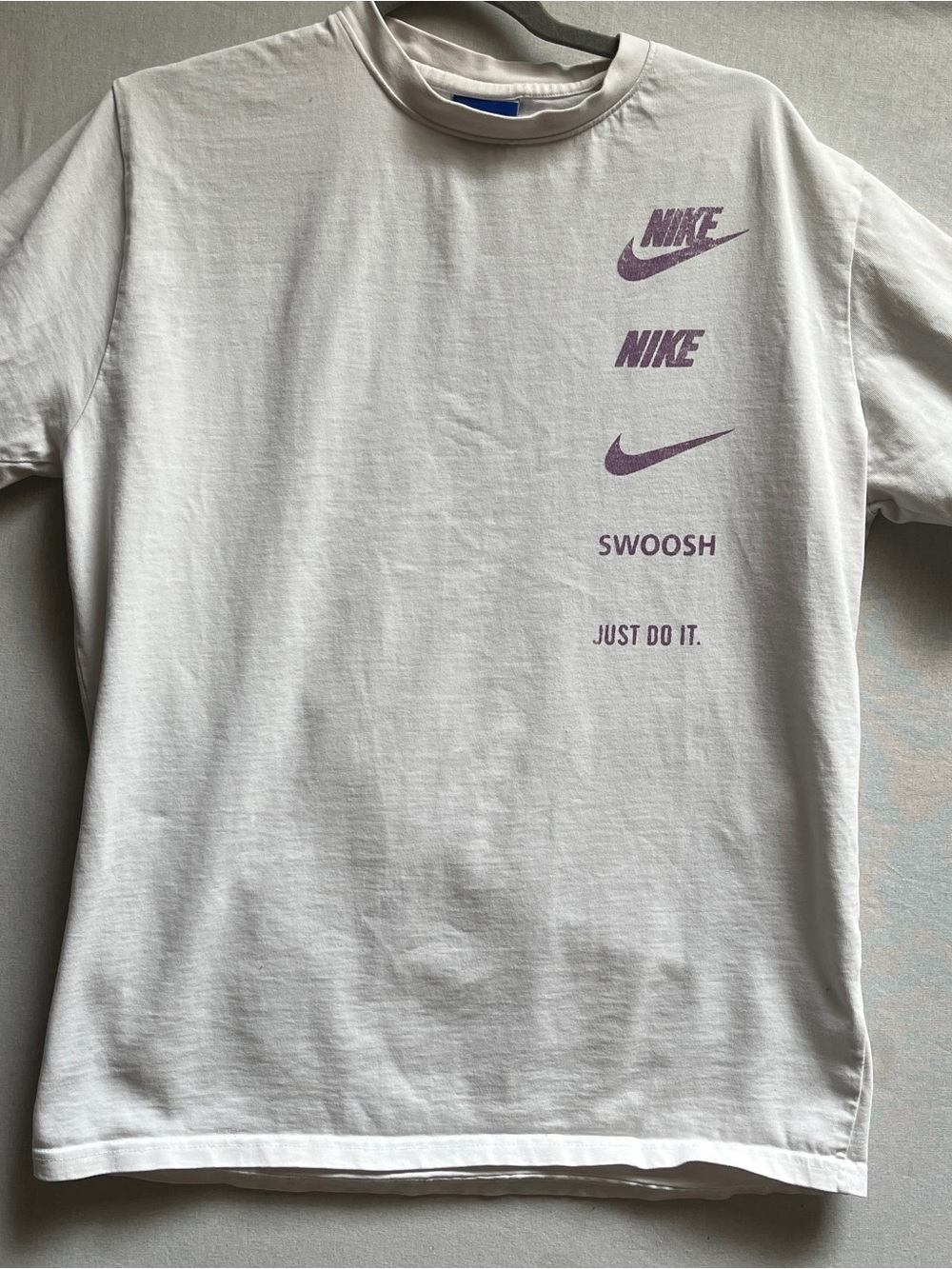 Nike White Tee With Purple Swoosh Logos M